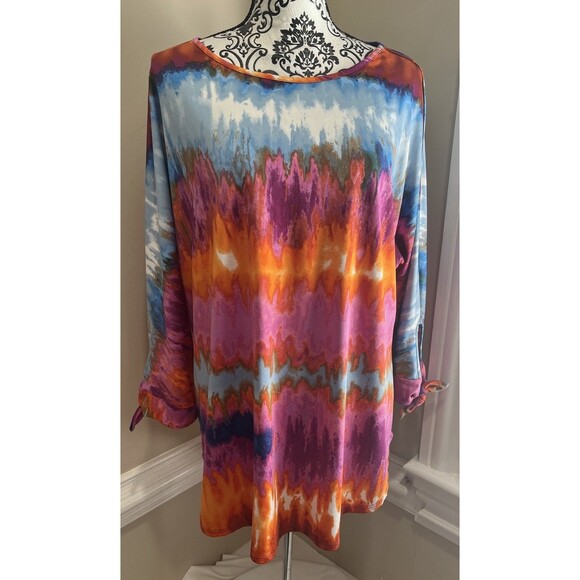 Pure Essence Tunic Top Size XL Soft Knit Multicolor Art To Wear Artsy Mod - Picture 1 of 13